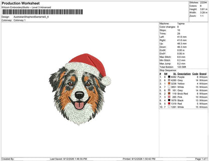 Australian Shepherd Santa Hat