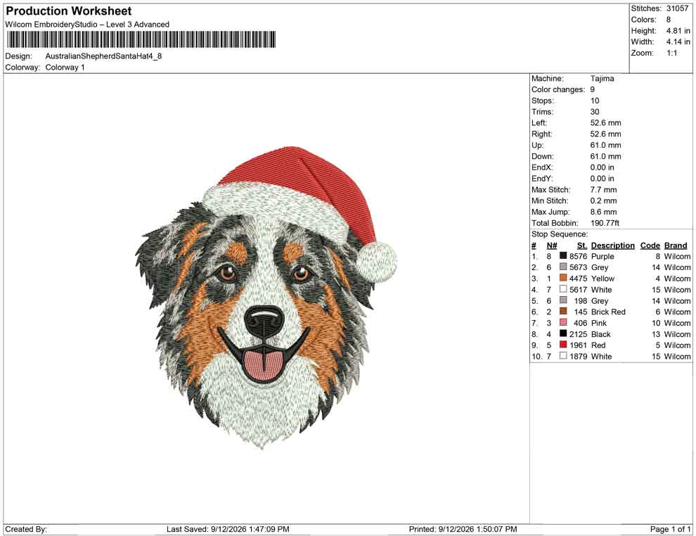 Australian Shepherd Santa Hat