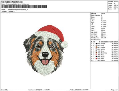 Australian Shepherd Santa Hat