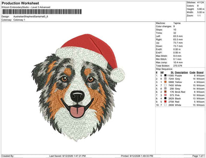 Australian Shepherd Santa Hat