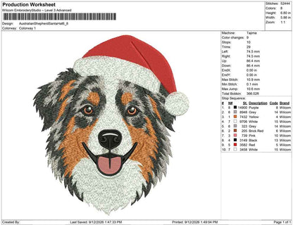 Australian Shepherd Santa Hat