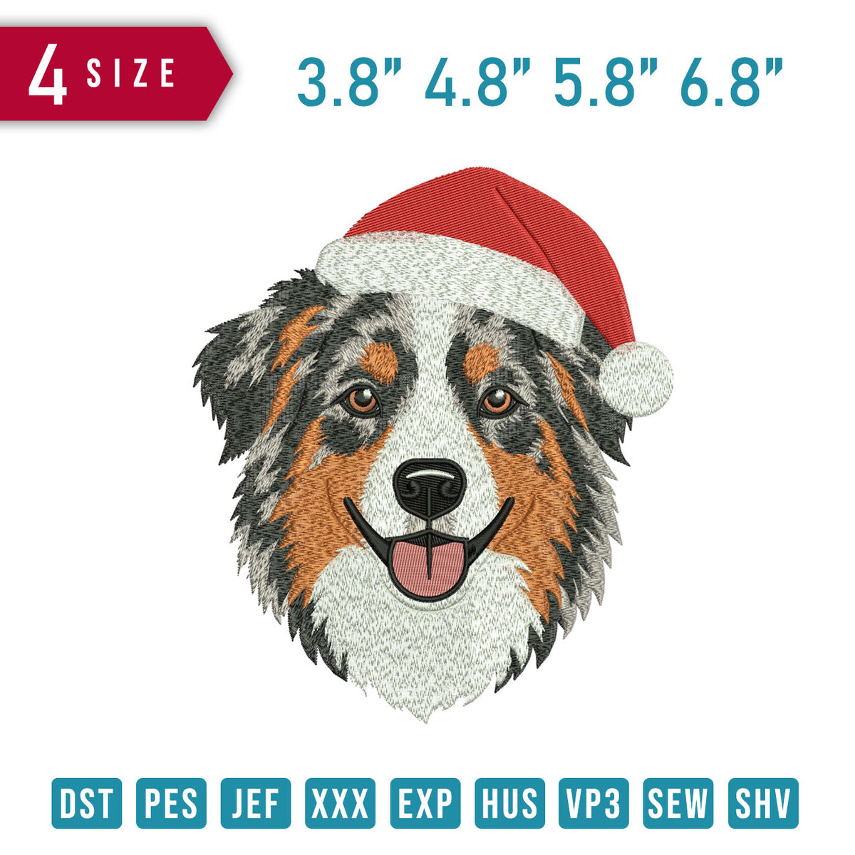 Australian Shepherd Santa Hat