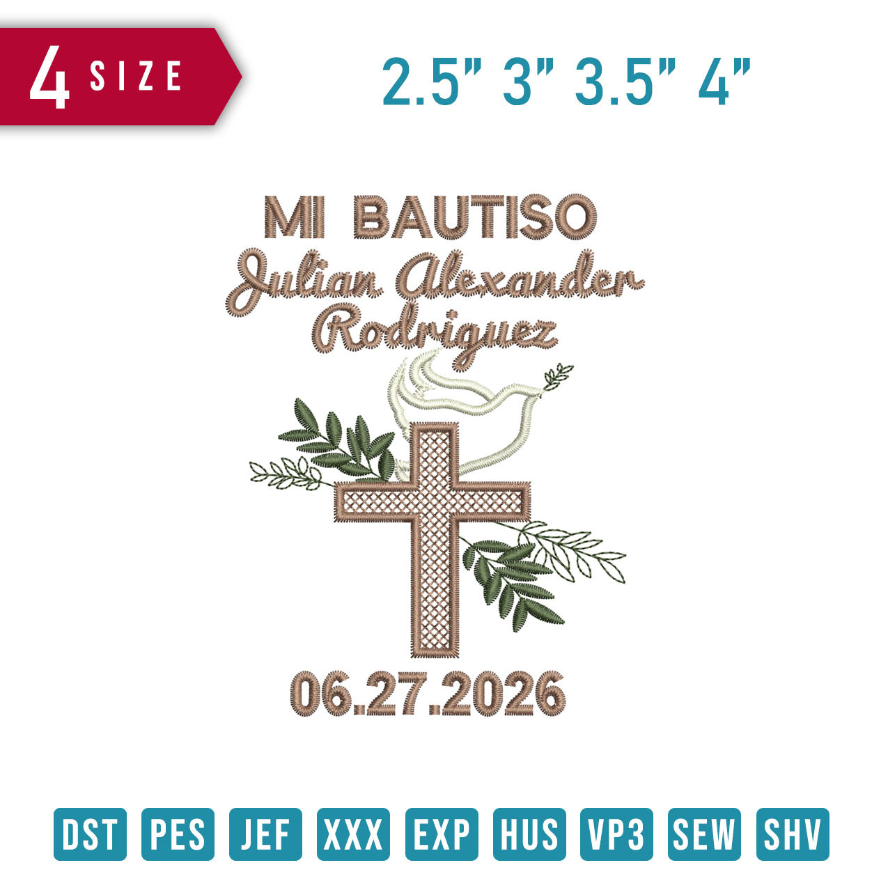Baptism Cross Dove
