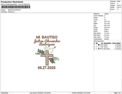 Baptism Cross Dove