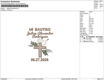 Baptism Cross Dove