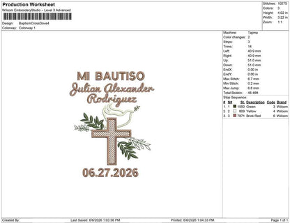 Baptism Cross Dove