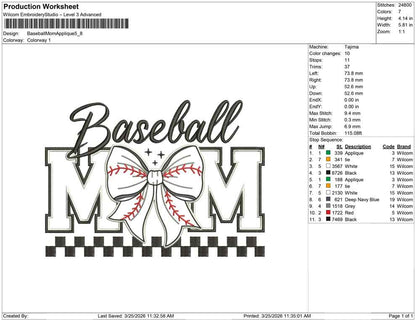 Baseball Mom Applique