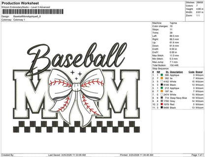 Baseball Mom Applique