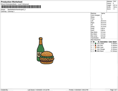 Beer Bottle And Hamburger