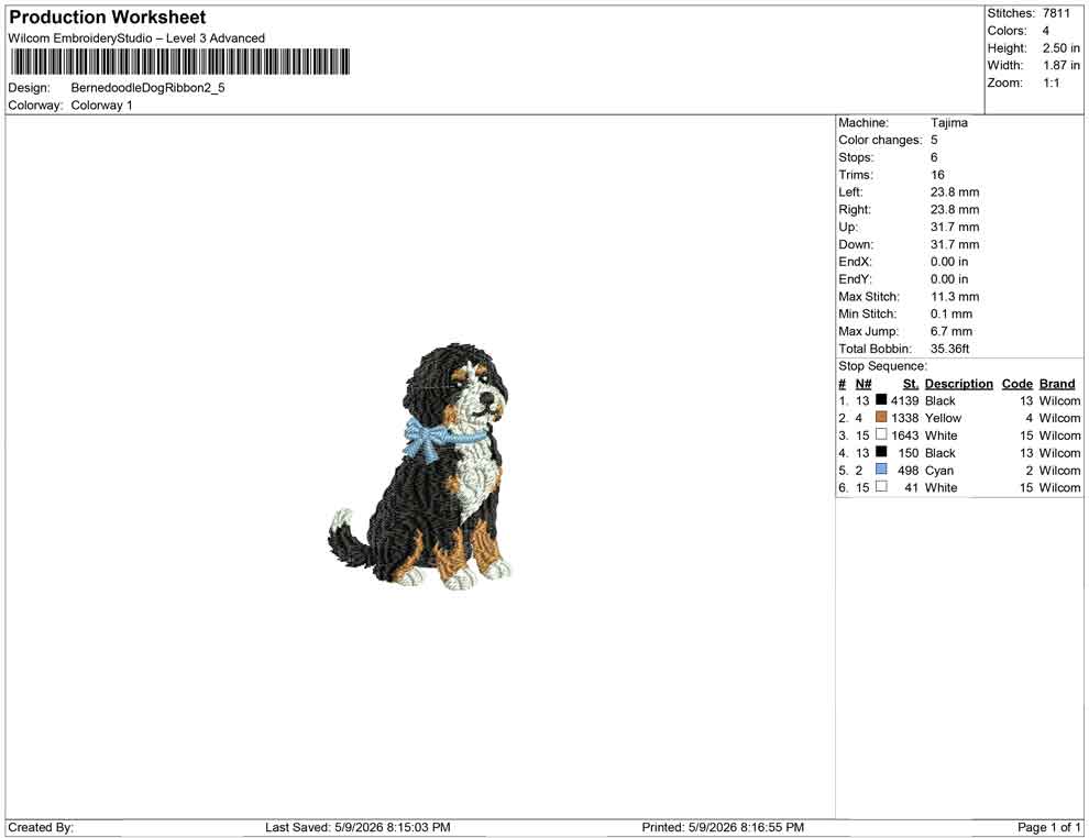 Bernedoodle Dog Ribbon