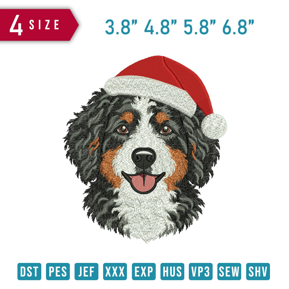 Bernedoodle Santa Hat