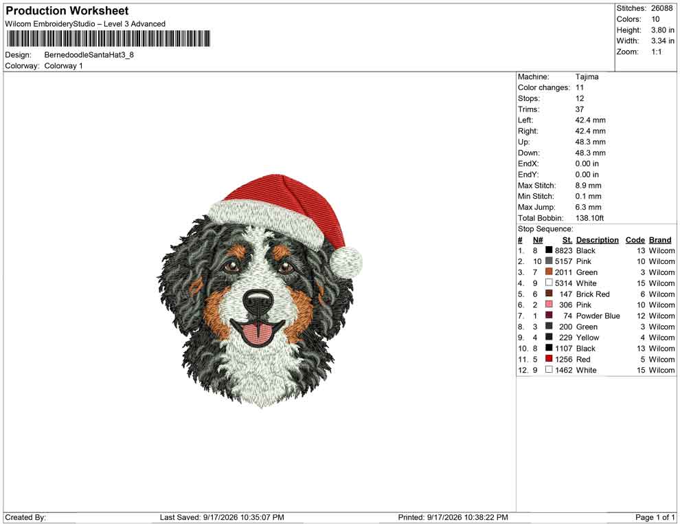 Bernedoodle Santa Hat