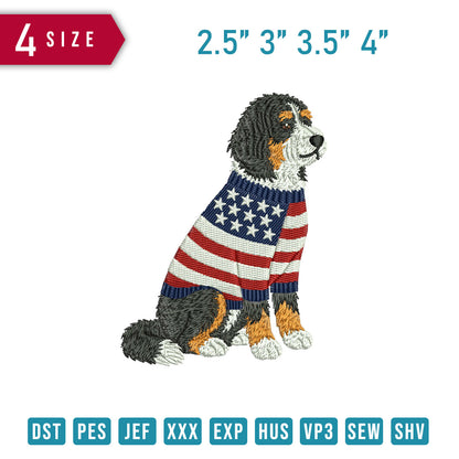 Bernese Mountain Wearing Usa Sweater