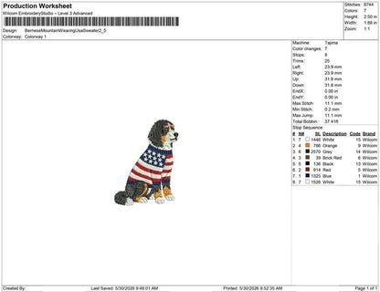 Bernese Mountain Wearing Usa Sweater