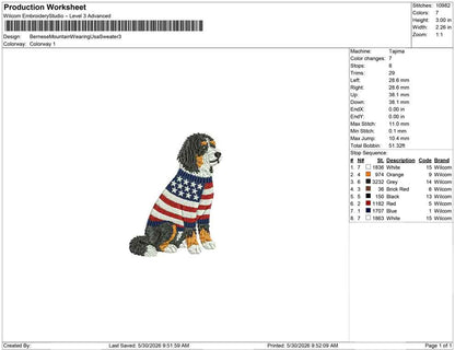 Bernese Mountain Wearing Usa Sweater