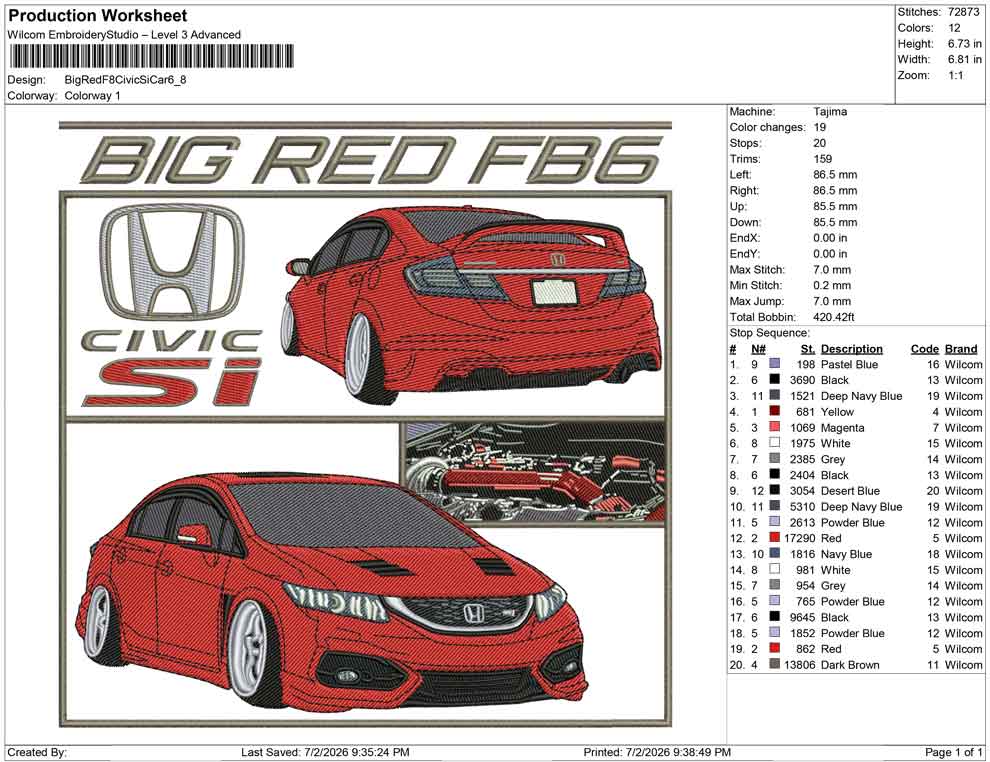 Big Red F8 Civic Si Car