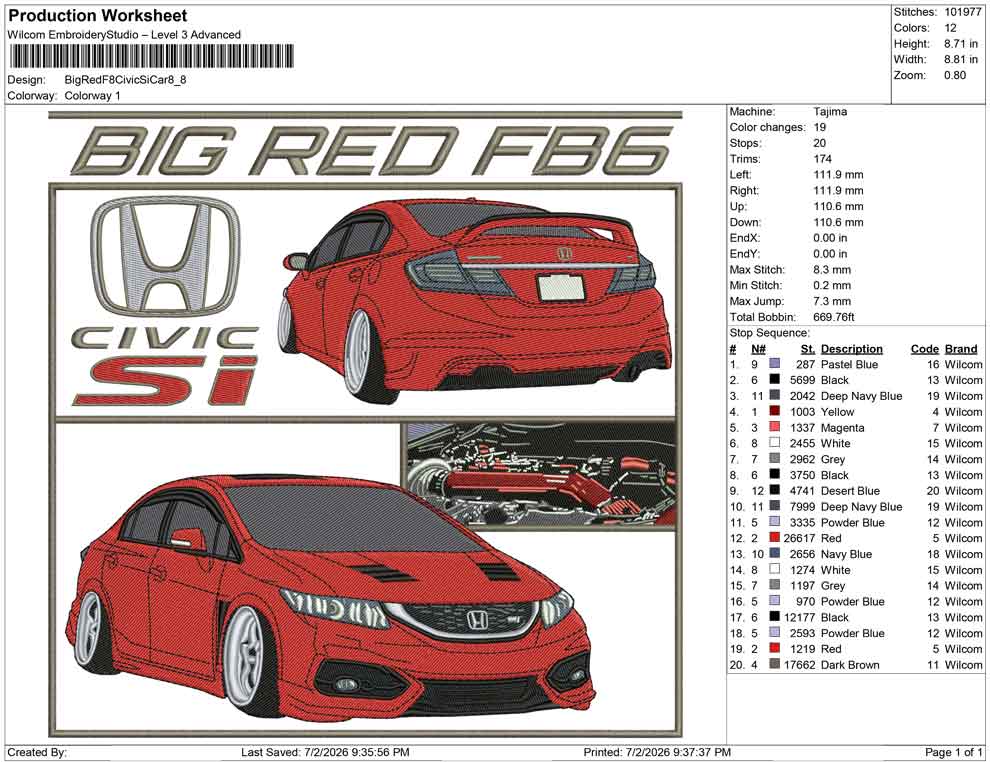 Big Red F8 Civic Si Car