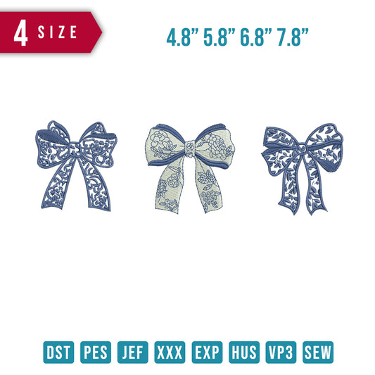 Blue Floral Bows