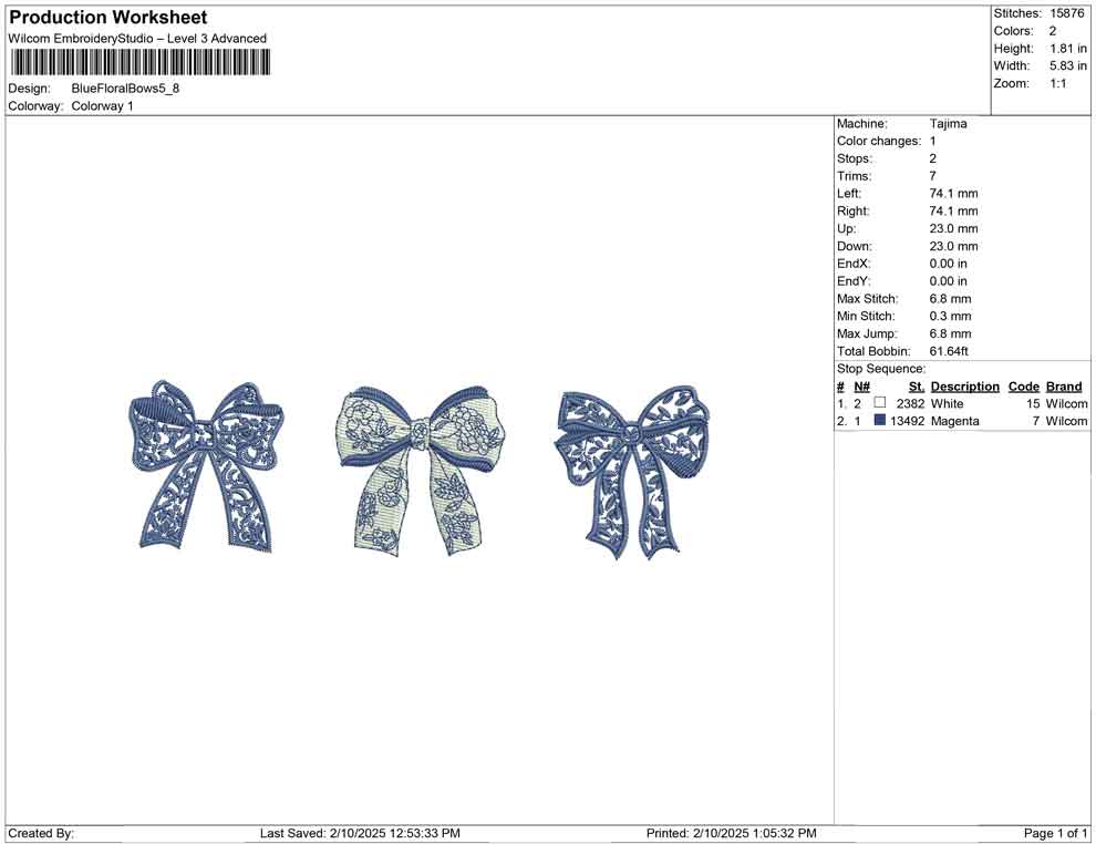 Blue Floral Bows