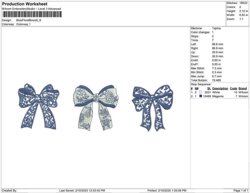 Blue Floral Bows