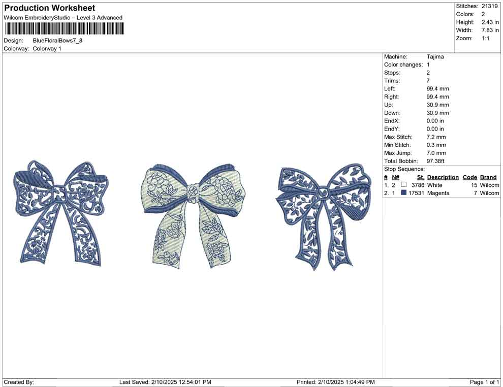 Blue Floral Bows