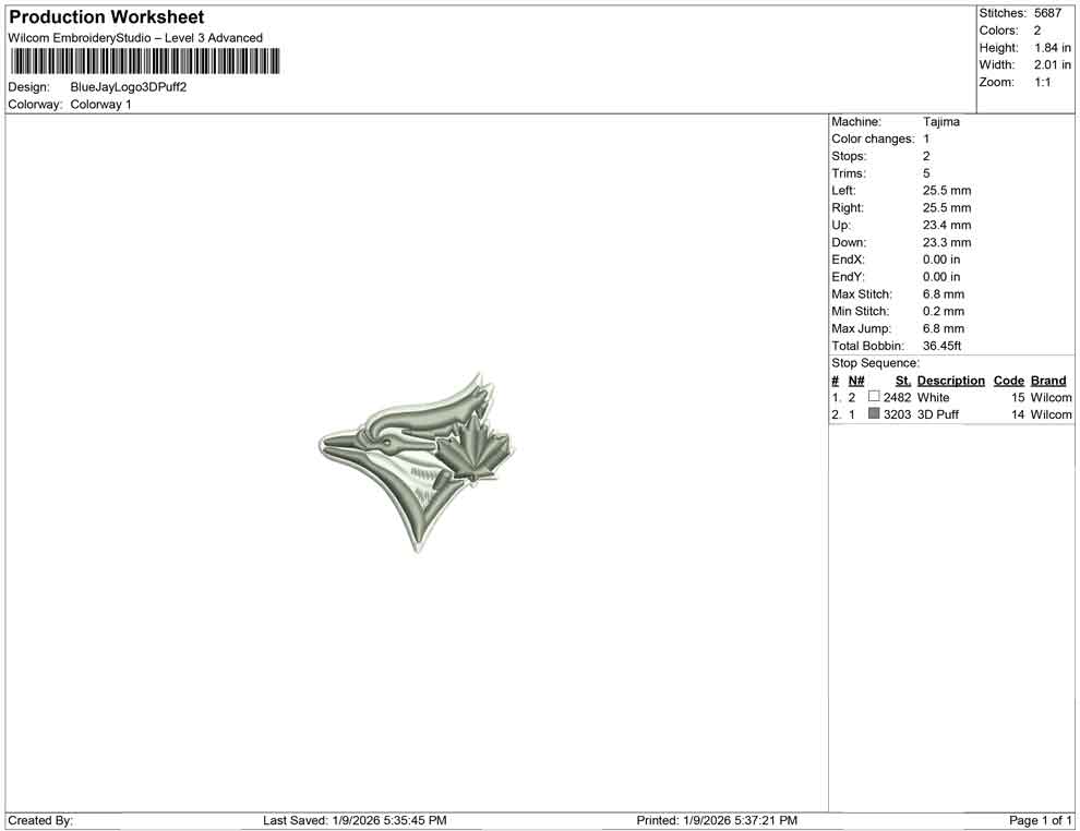 Blue Jays Logo 3D  Puff