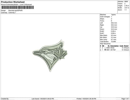 Blue Jays Logo 3D  Puff