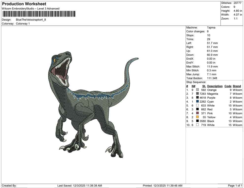 Blue The Velociraptor