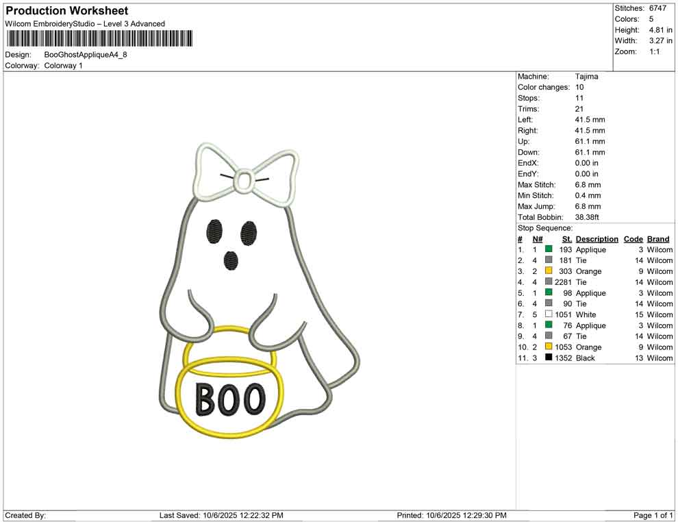 Boo Ghost Applique A