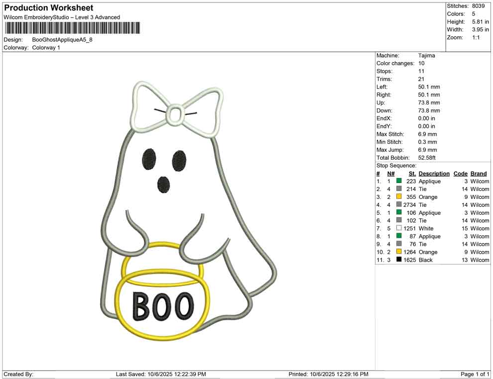 Boo Ghost Applique A