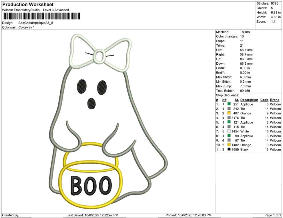 Boo Ghost Applique A