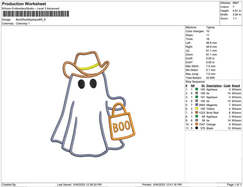 Boo Ghost Applique B