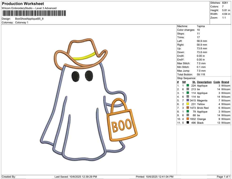 Boo Ghost Applique B