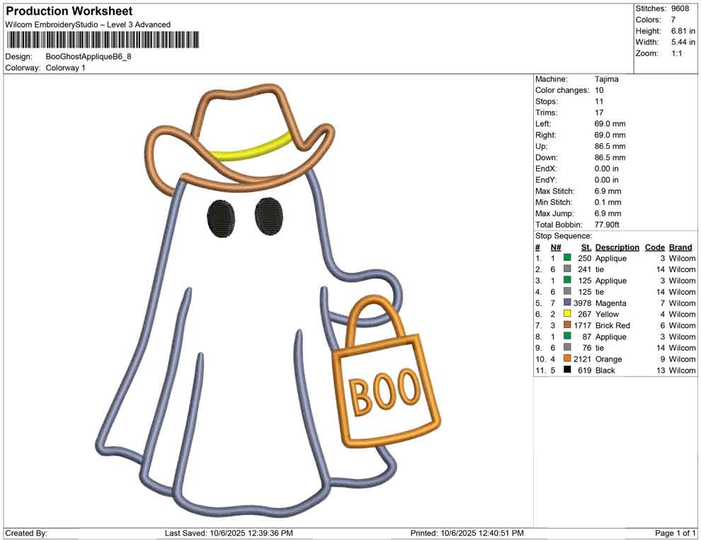 Boo Ghost Applique B