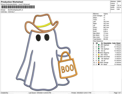 Boo Ghost Applique B
