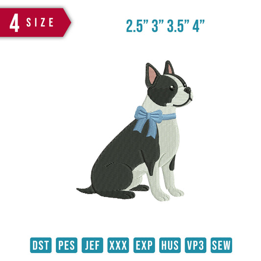 Boston Terrier Ribbon Blue
