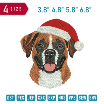 Boxer Dog Santa Hat
