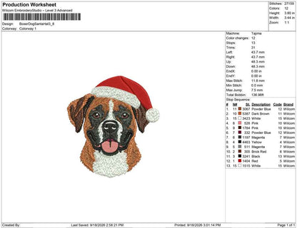 Boxer Dog Santa Hat