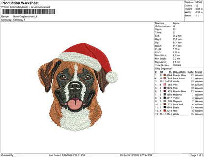 Boxer Dog Santa Hat