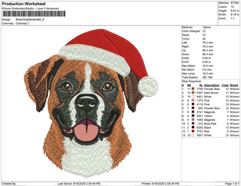 Boxer Dog Santa Hat