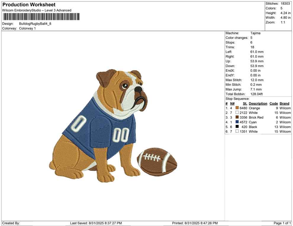 Bulldog Rugby Ball