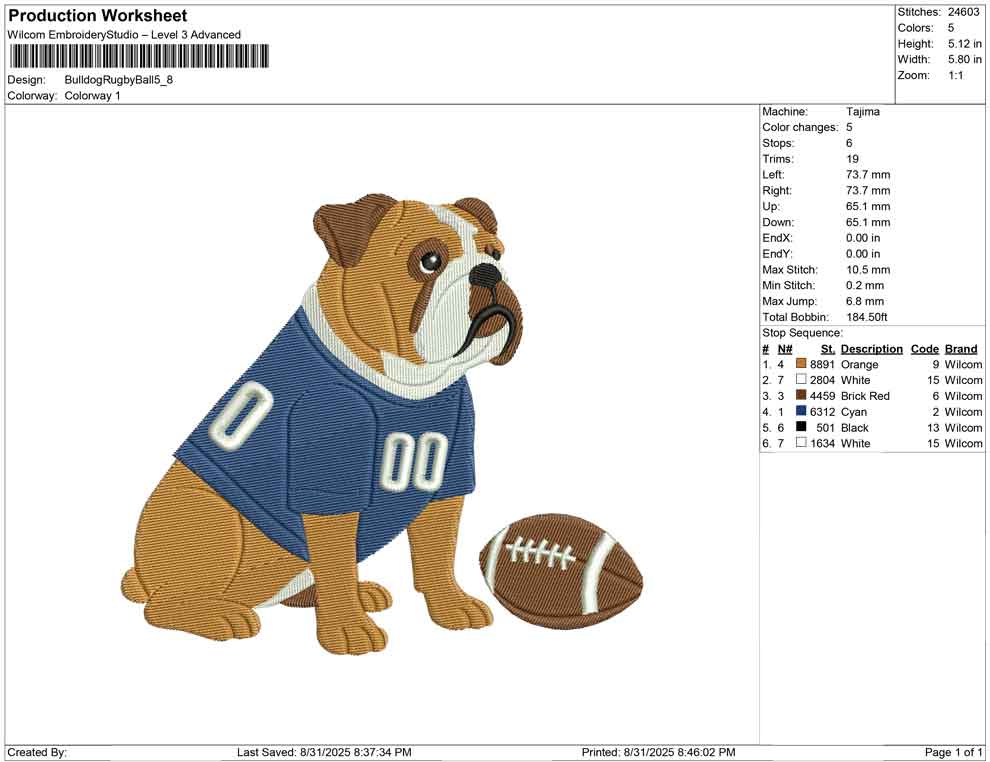 Bulldog Rugby Ball