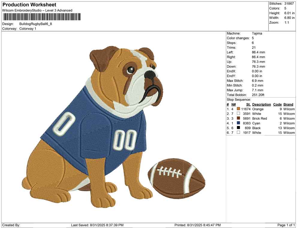 Bulldog Rugby Ball