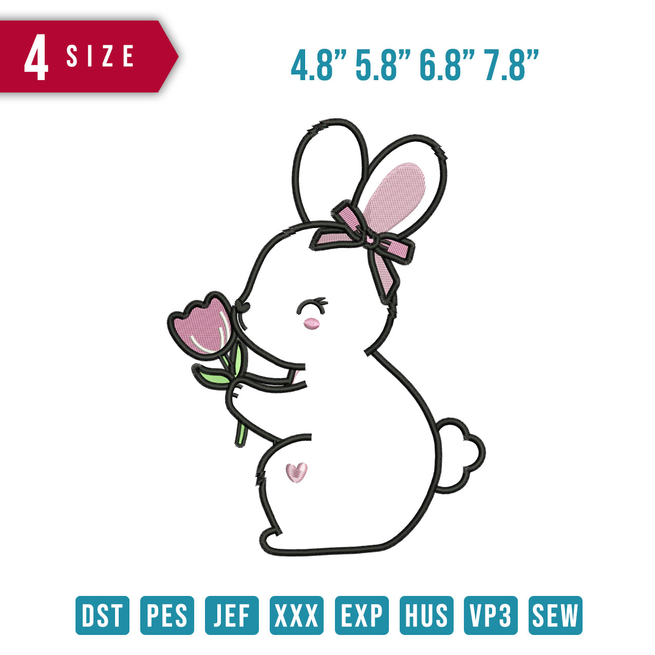 Bunny Cute Flower Applique