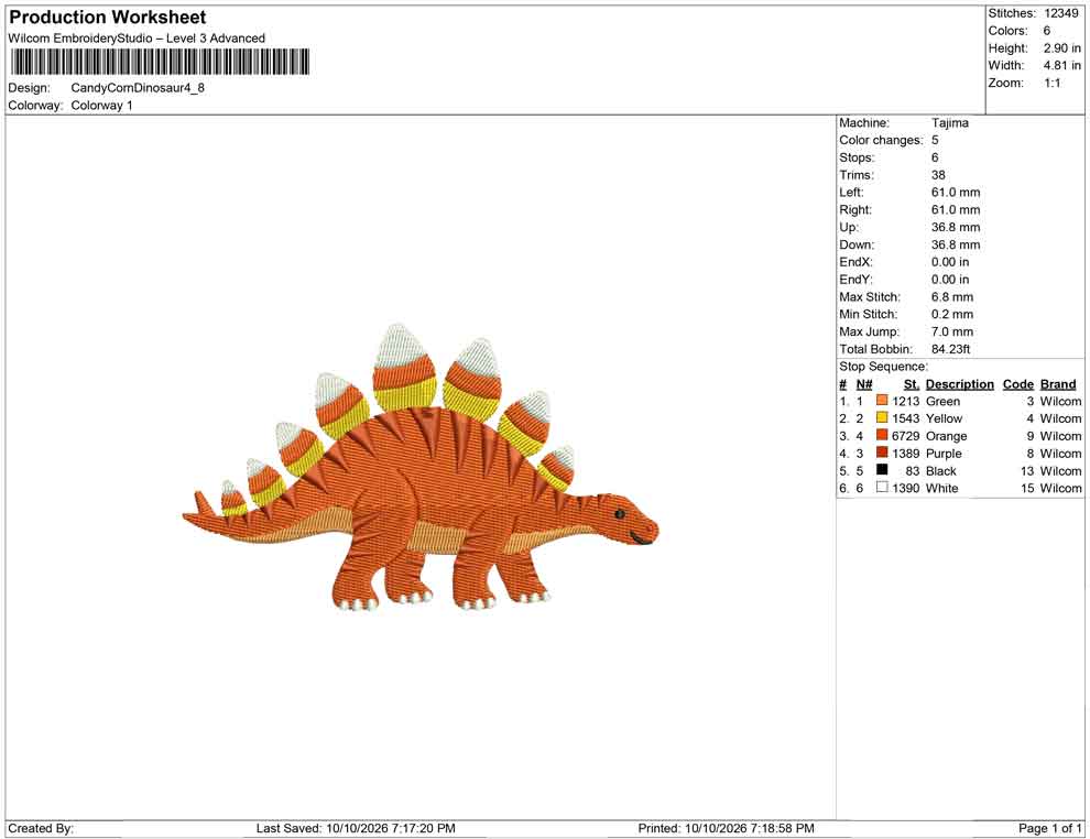 Candy Corn Dinosaur