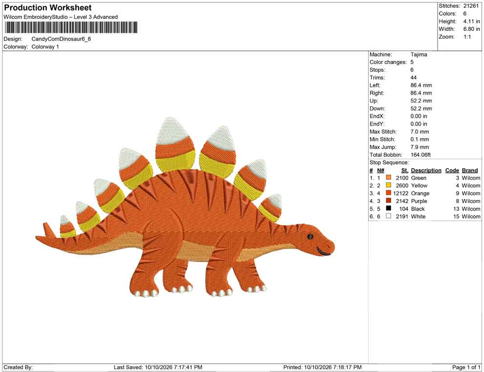 Candy Corn Dinosaur
