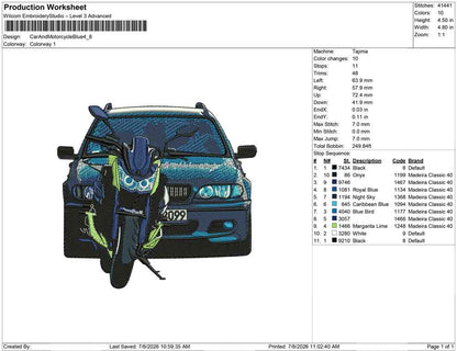 Car And Motorcycle Blue