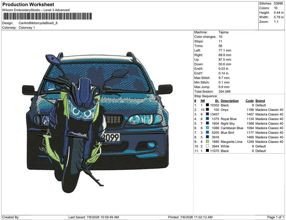 Car And Motorcycle Blue
