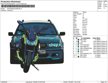 Car And Motorcycle Blue