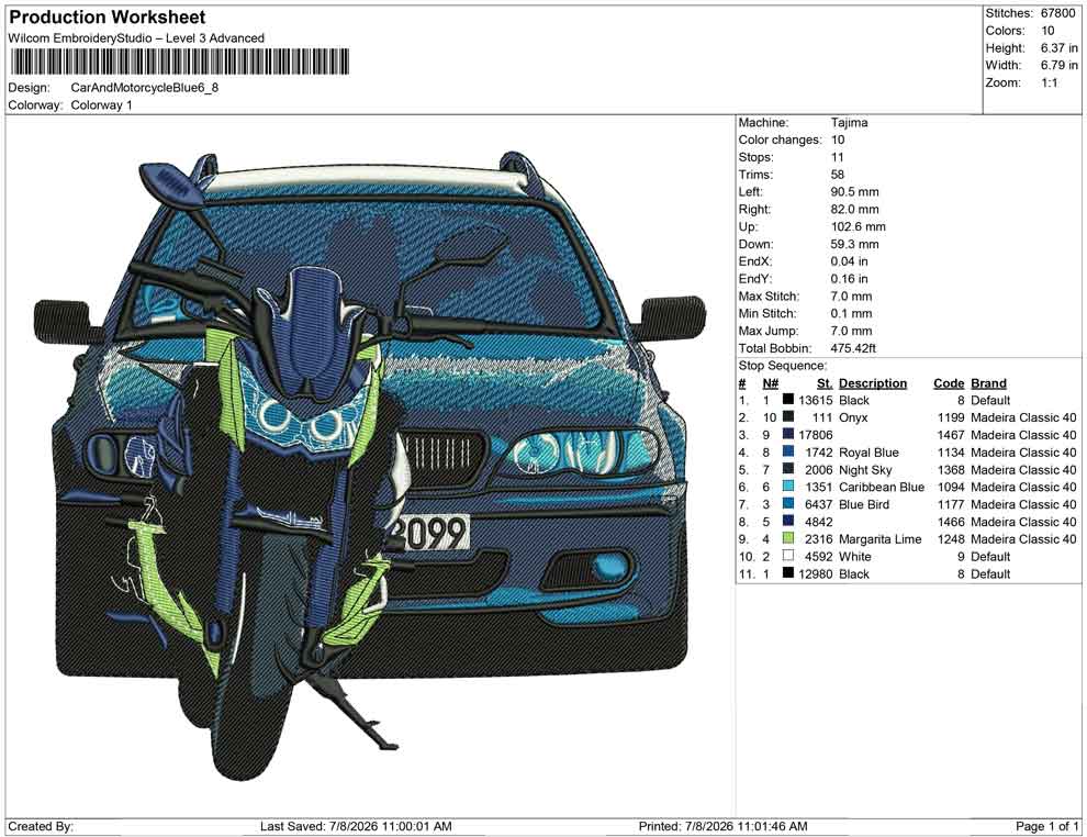 Car And Motorcycle Blue